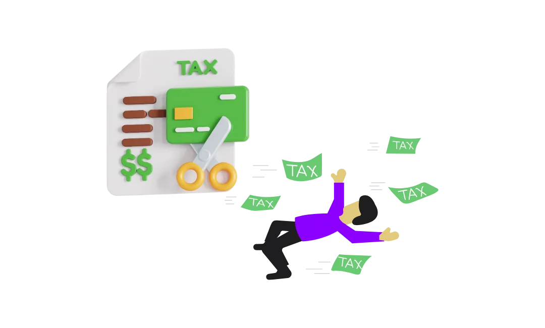 Guide on IRS tax debt forgiveness and reduction programs explained by Badran Tax, showing a credit card being cut alongside a tax document.